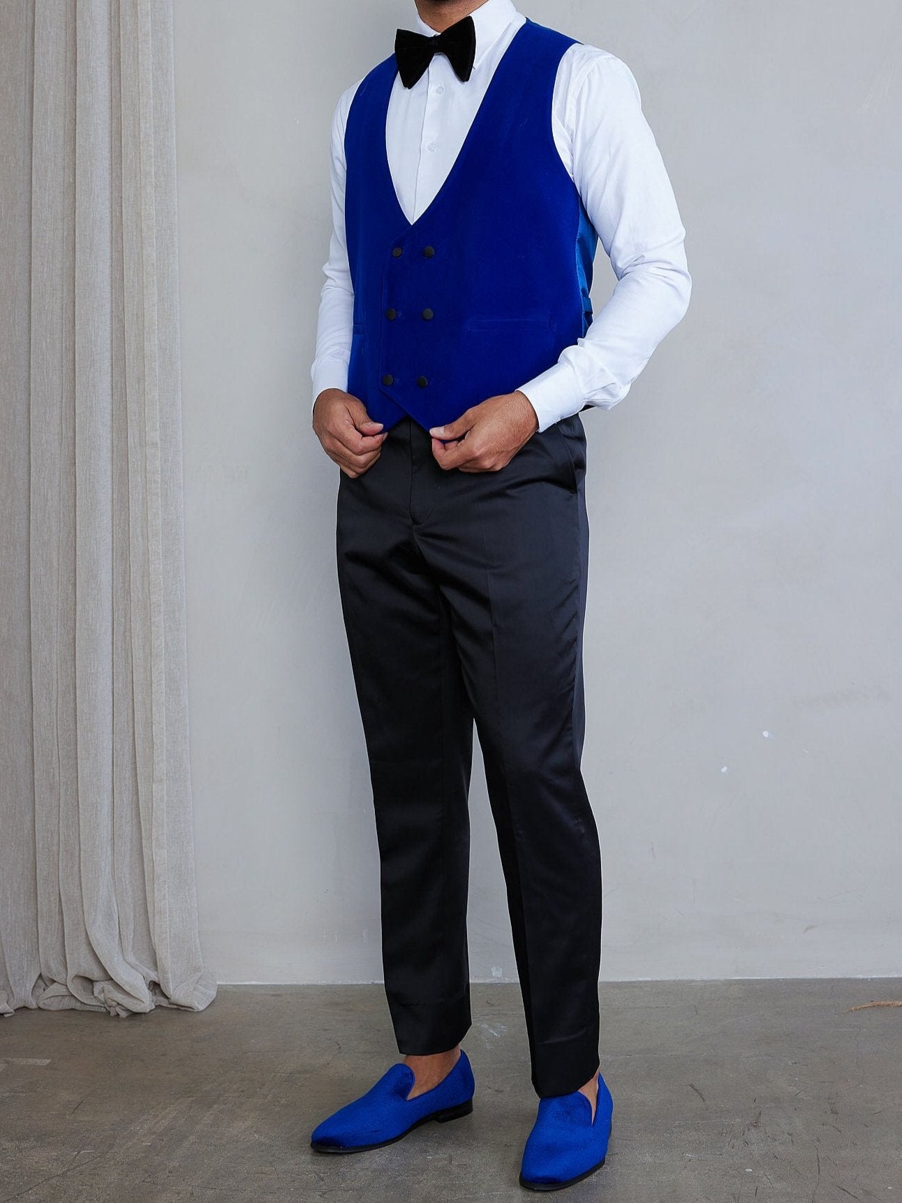 Men's 5-Pieces Blue Velvet Tuxedo Set