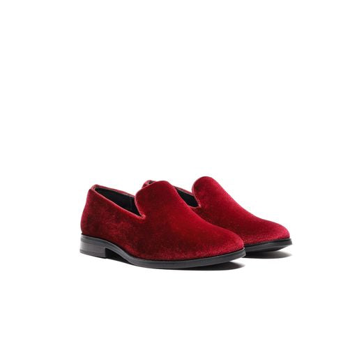 Boy's Burgundy Velvet Loafers