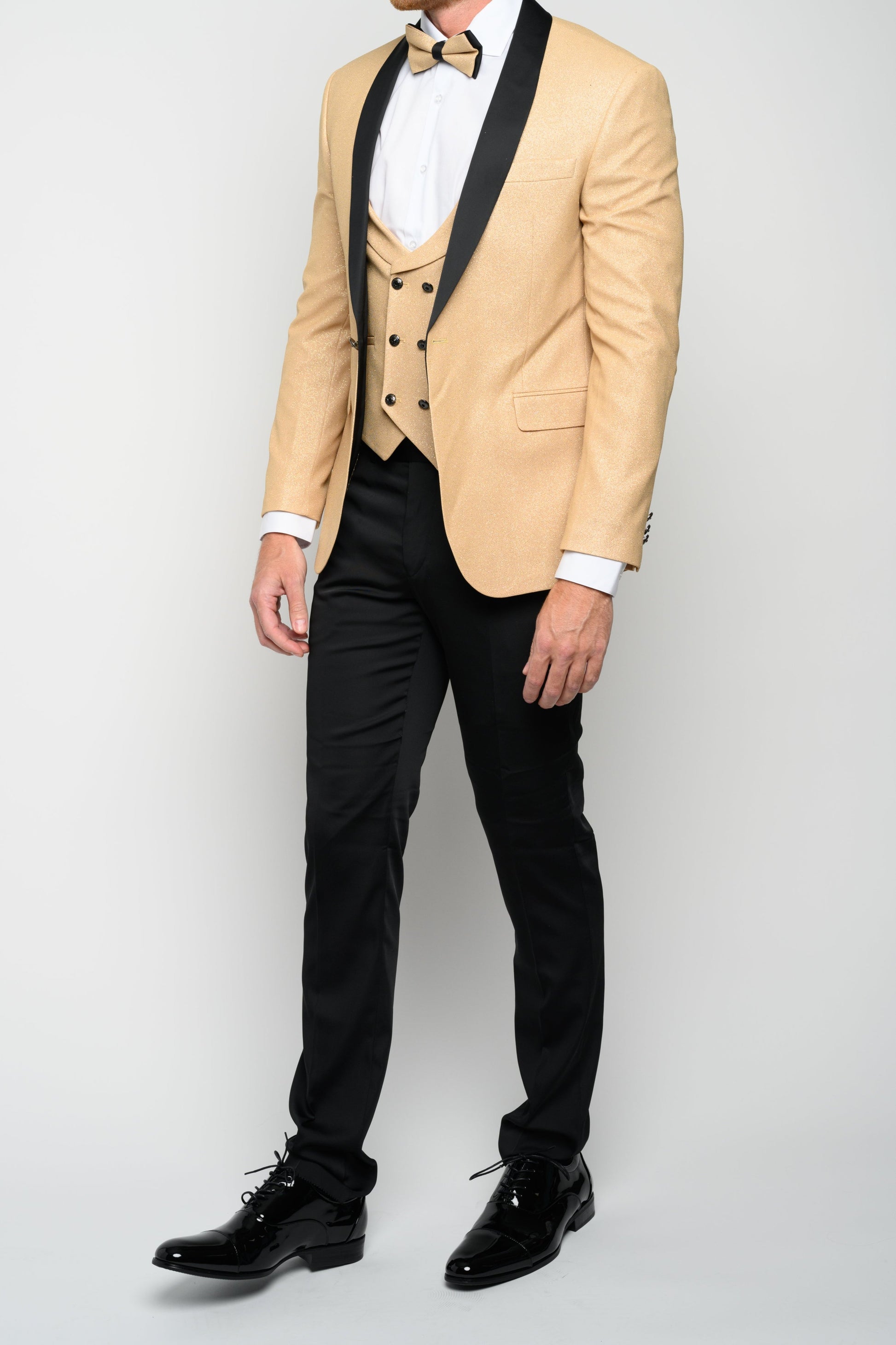 Men's Gold Modern Sequin Tuxedo Set