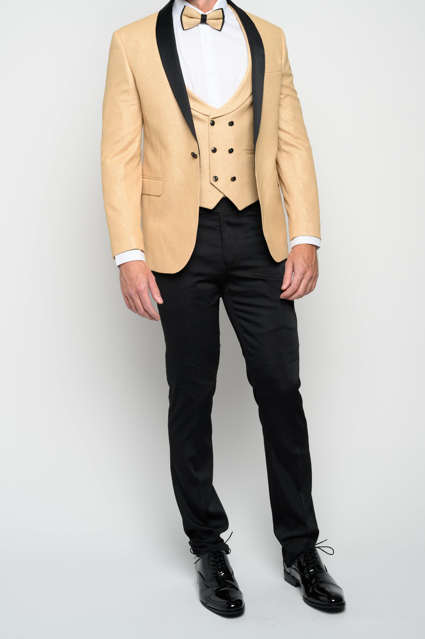 Men's Gold Modern Sequin Tuxedo Set