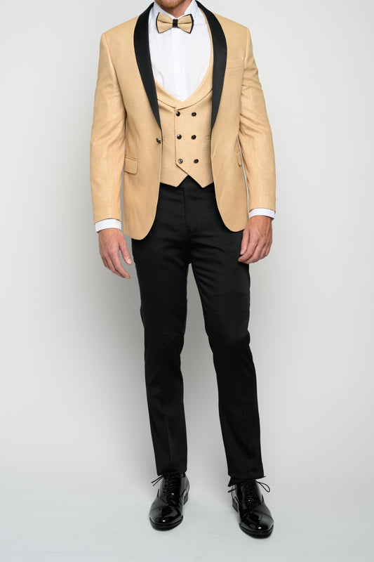 Men's Gold Modern Sequin Tuxedo Set