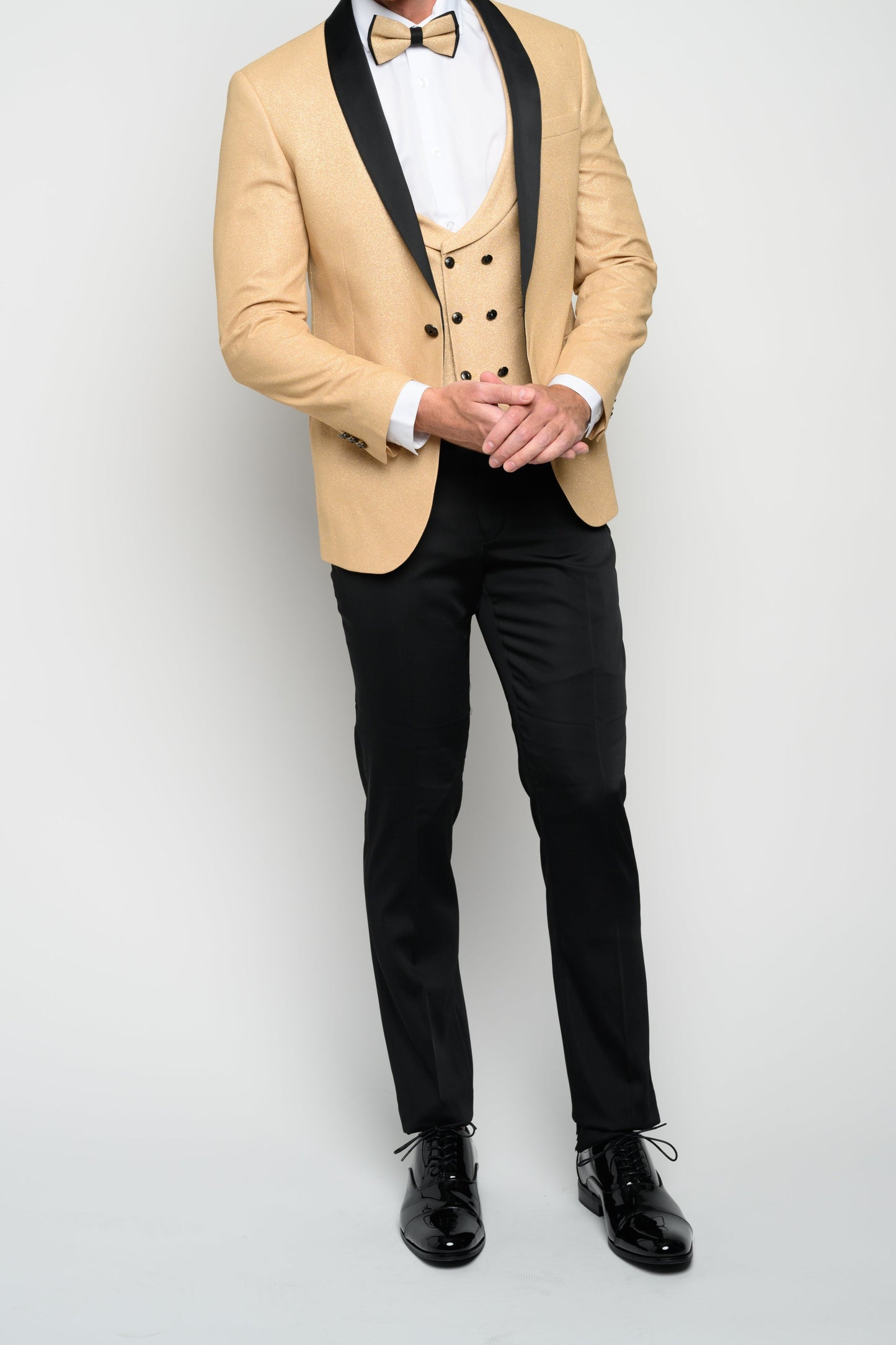 Men's Gold Modern Sequin Tuxedo Set