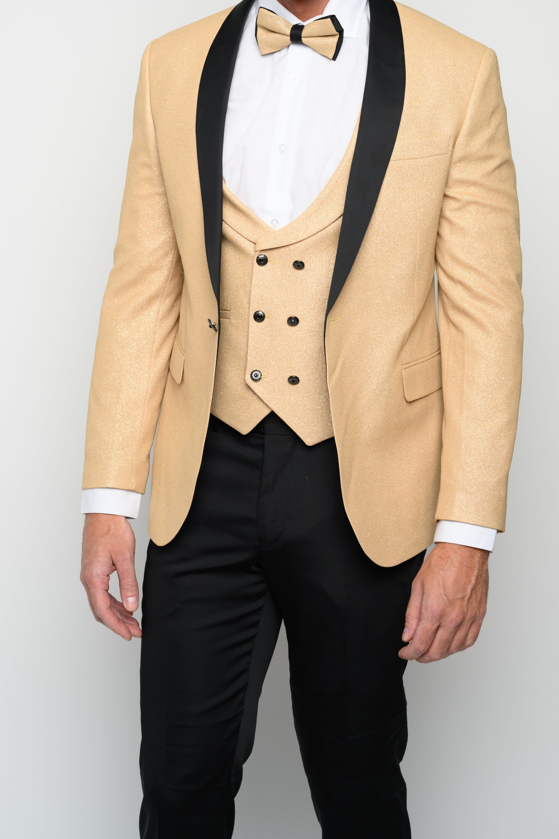 Men's Gold Modern Sequin Tuxedo Set