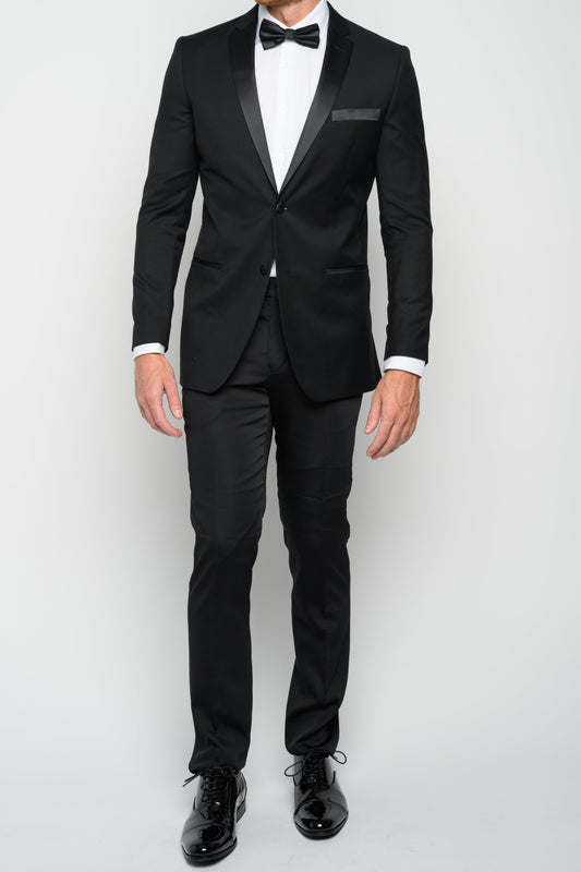 Men's Black Notch Lapel  Slim Fit Tuxedo