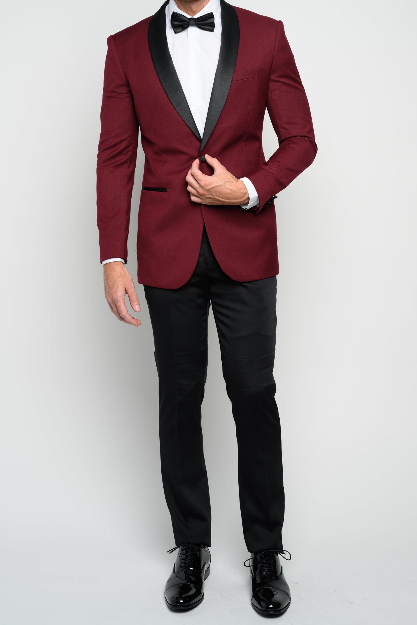 Men's Burgundy Shawl Lapel Slim Fit Tuxedo