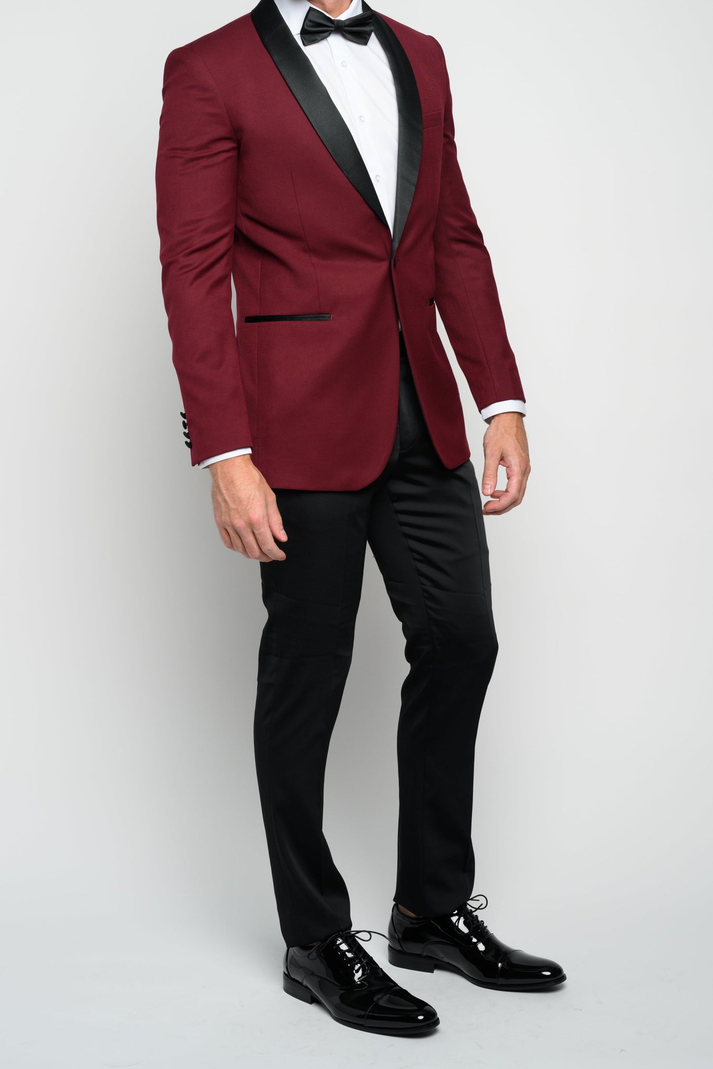 Men's Burgundy Shawl Lapel Slim Fit Tuxedo