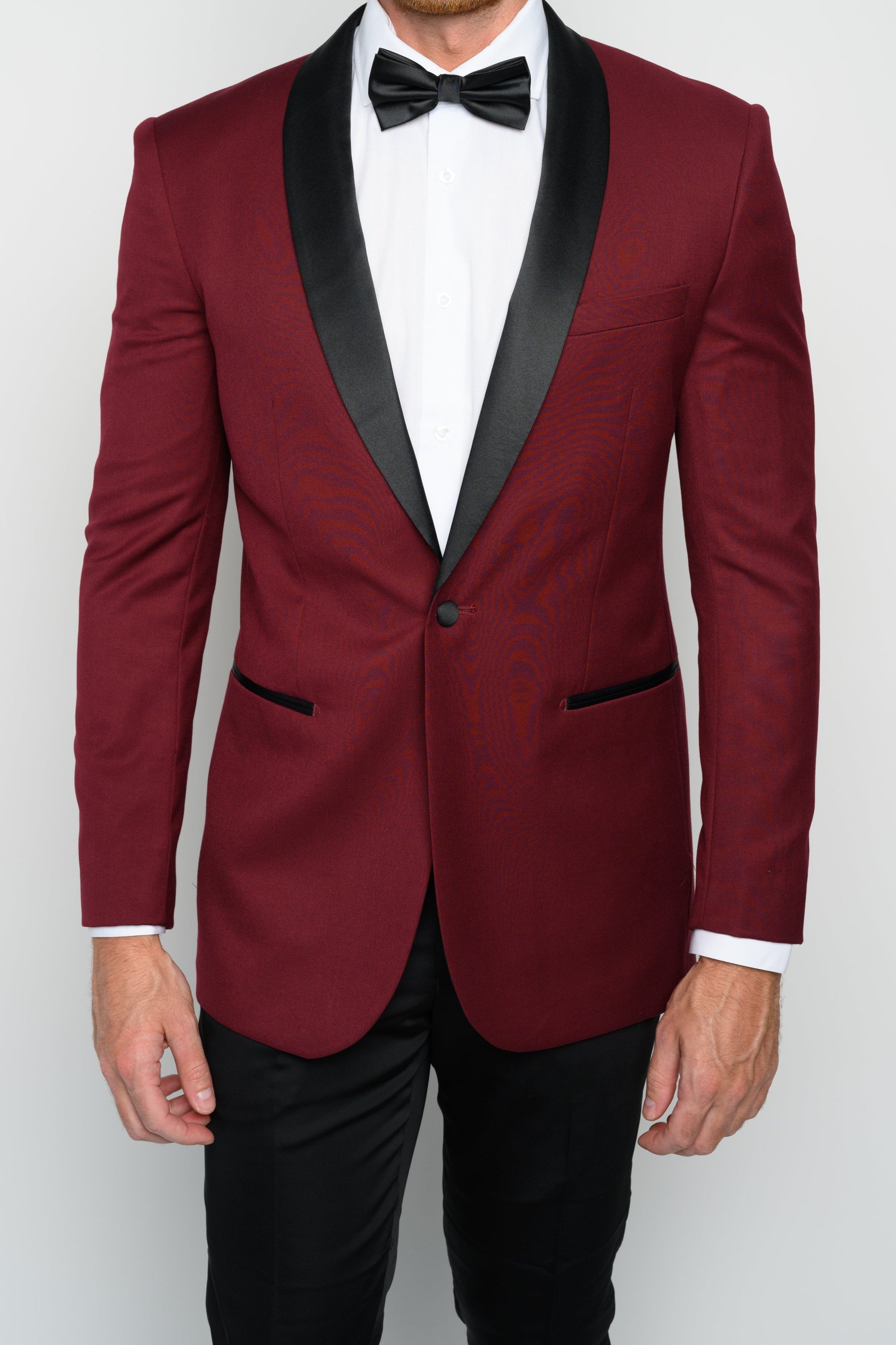 Men's Burgundy Shawl Lapel Slim Fit Tuxedo