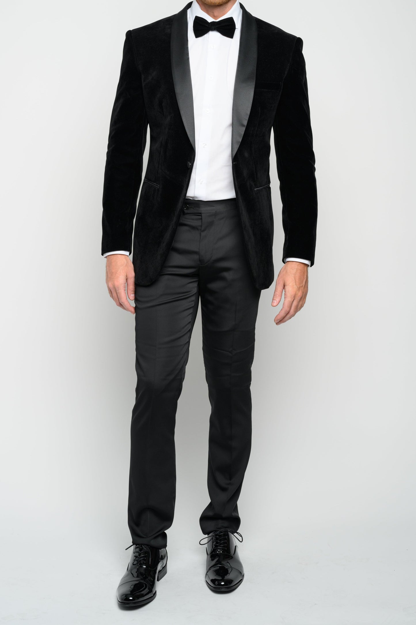 Men's Black Velvet Shawl Lapel Slim Fit Tuxedo