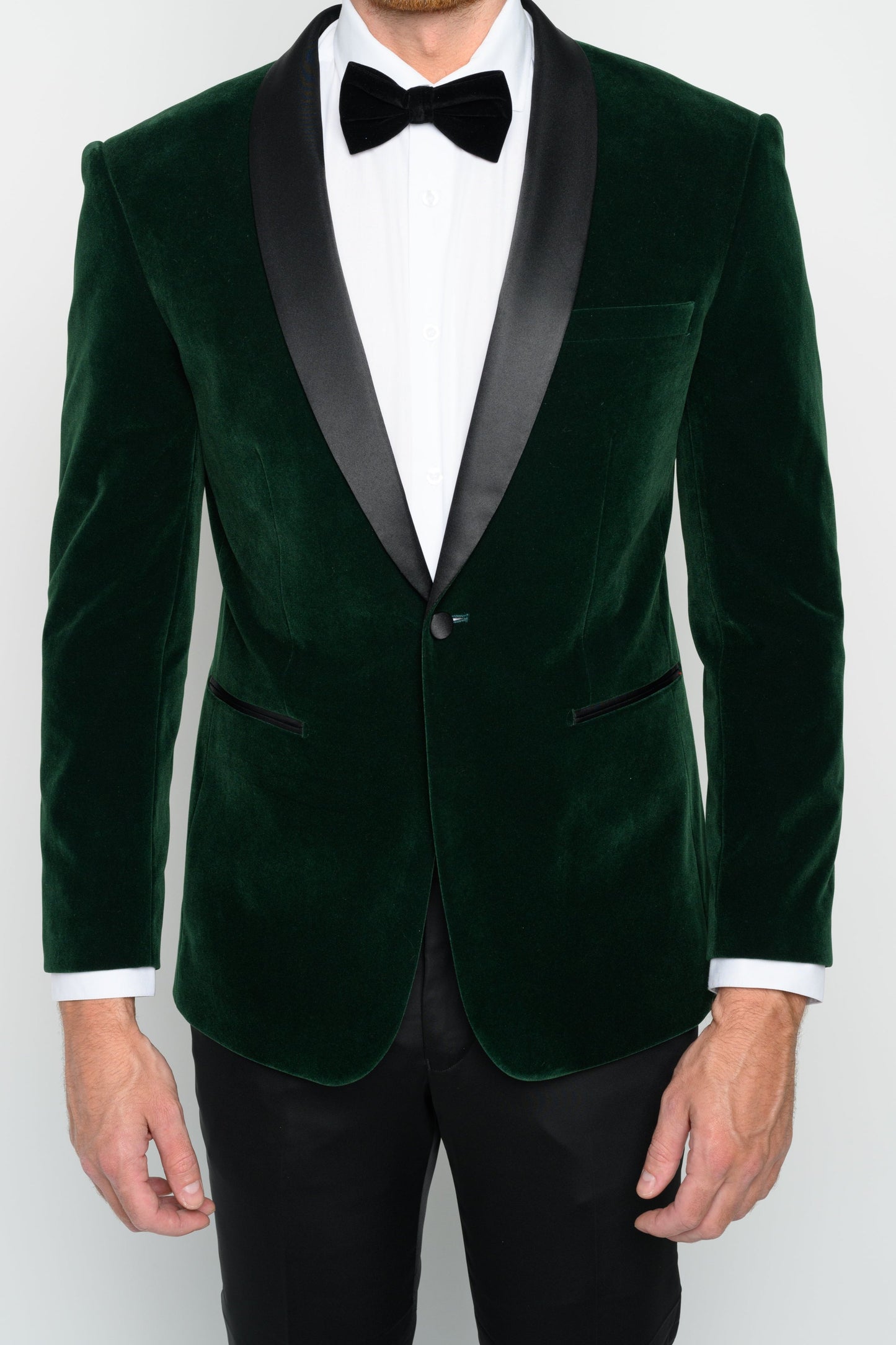 Men's Hunter Green Velvet Shawl Lapel Slim Fit Tuxedo Jacket