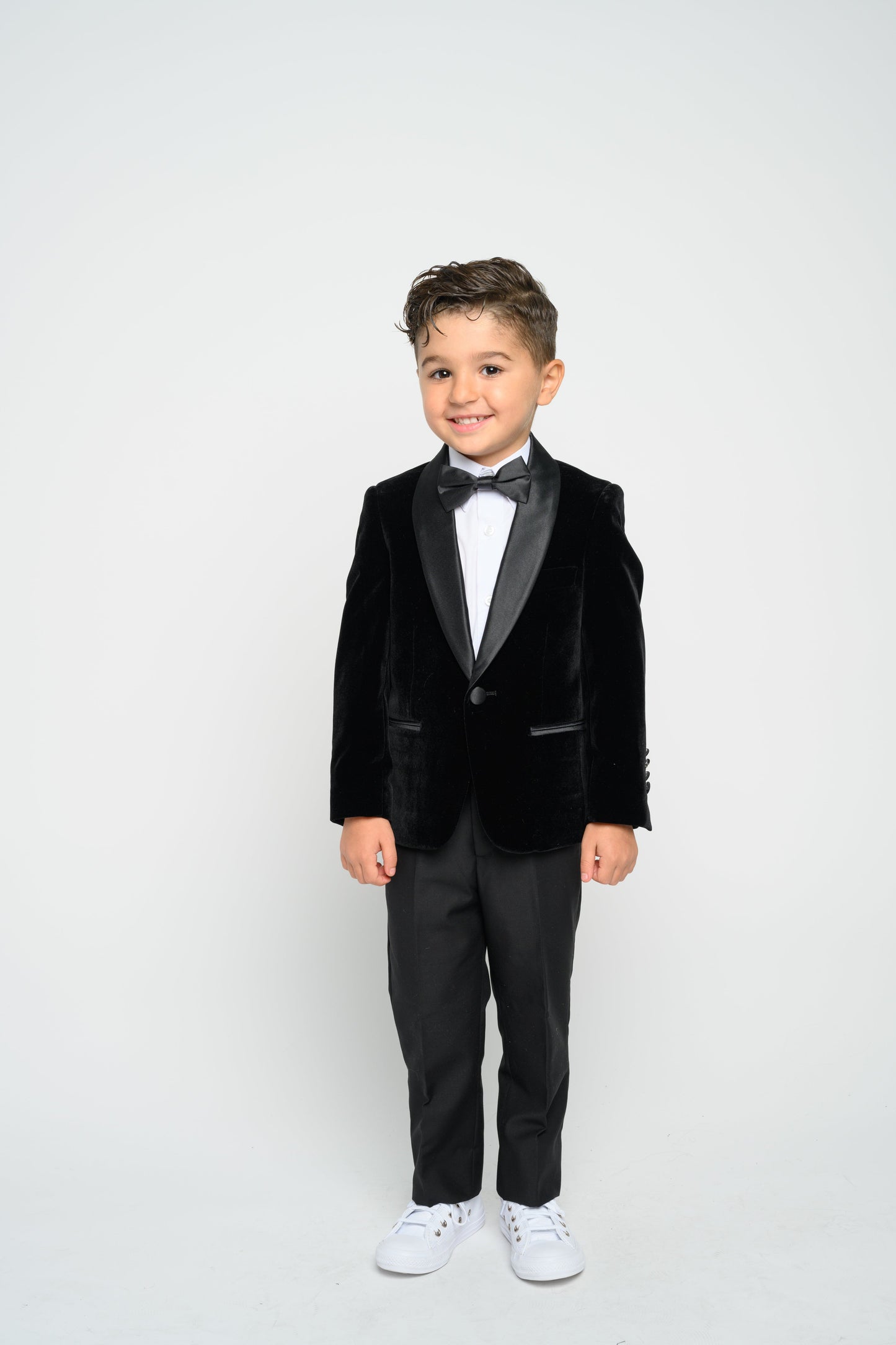 Boy's Black Velvet Slim Fit Jacket