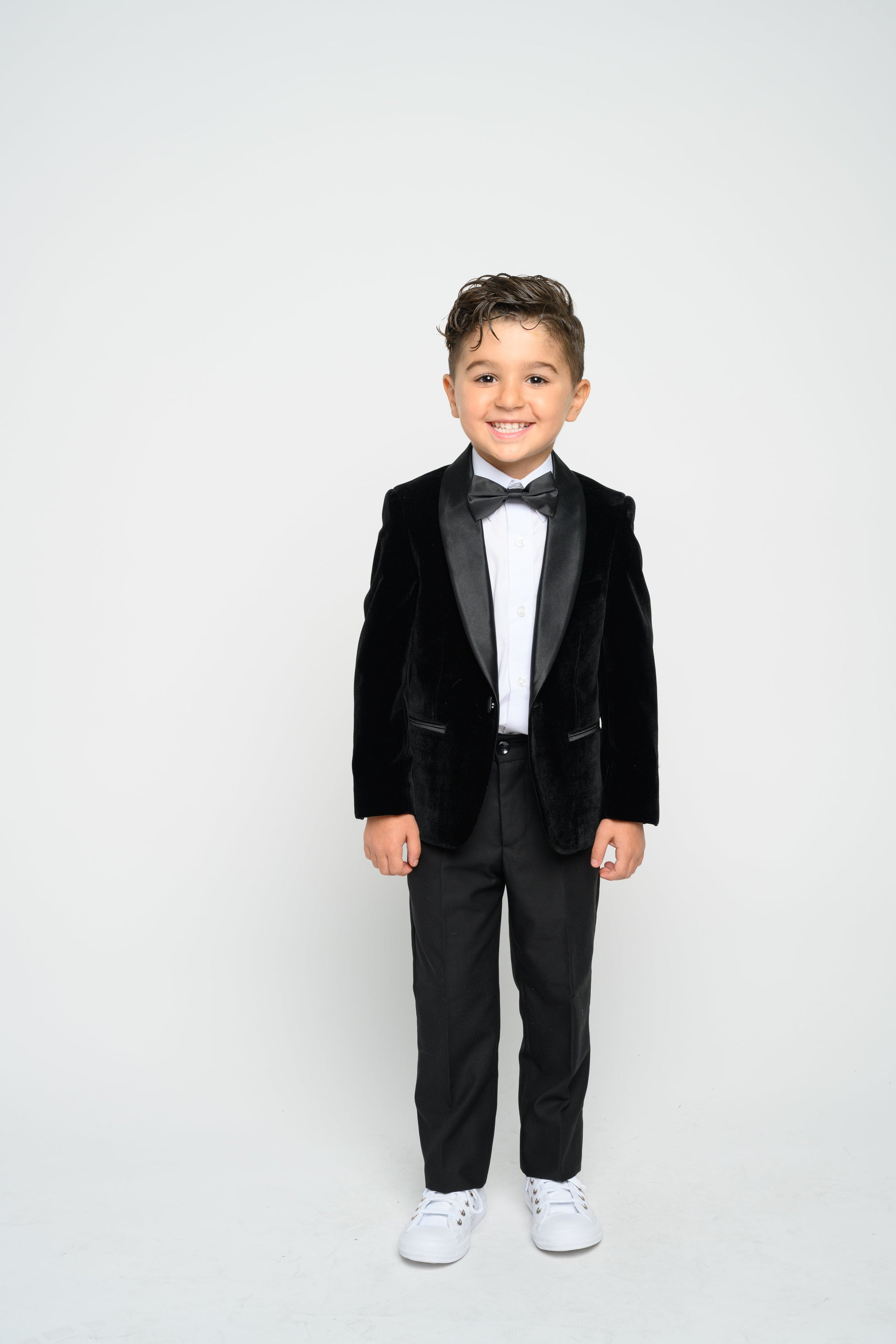 Boy's Black Velvet Slim Fit Jacket