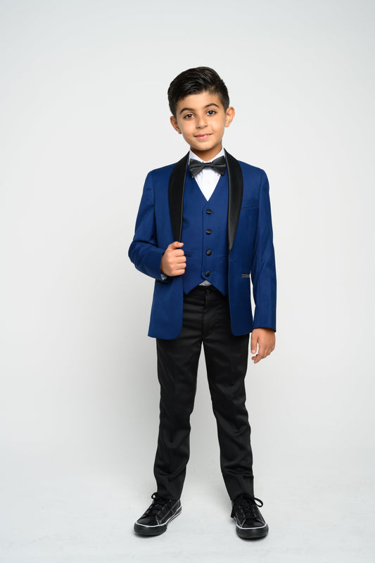 Boy's Indigo Slim Fit Tuxedo