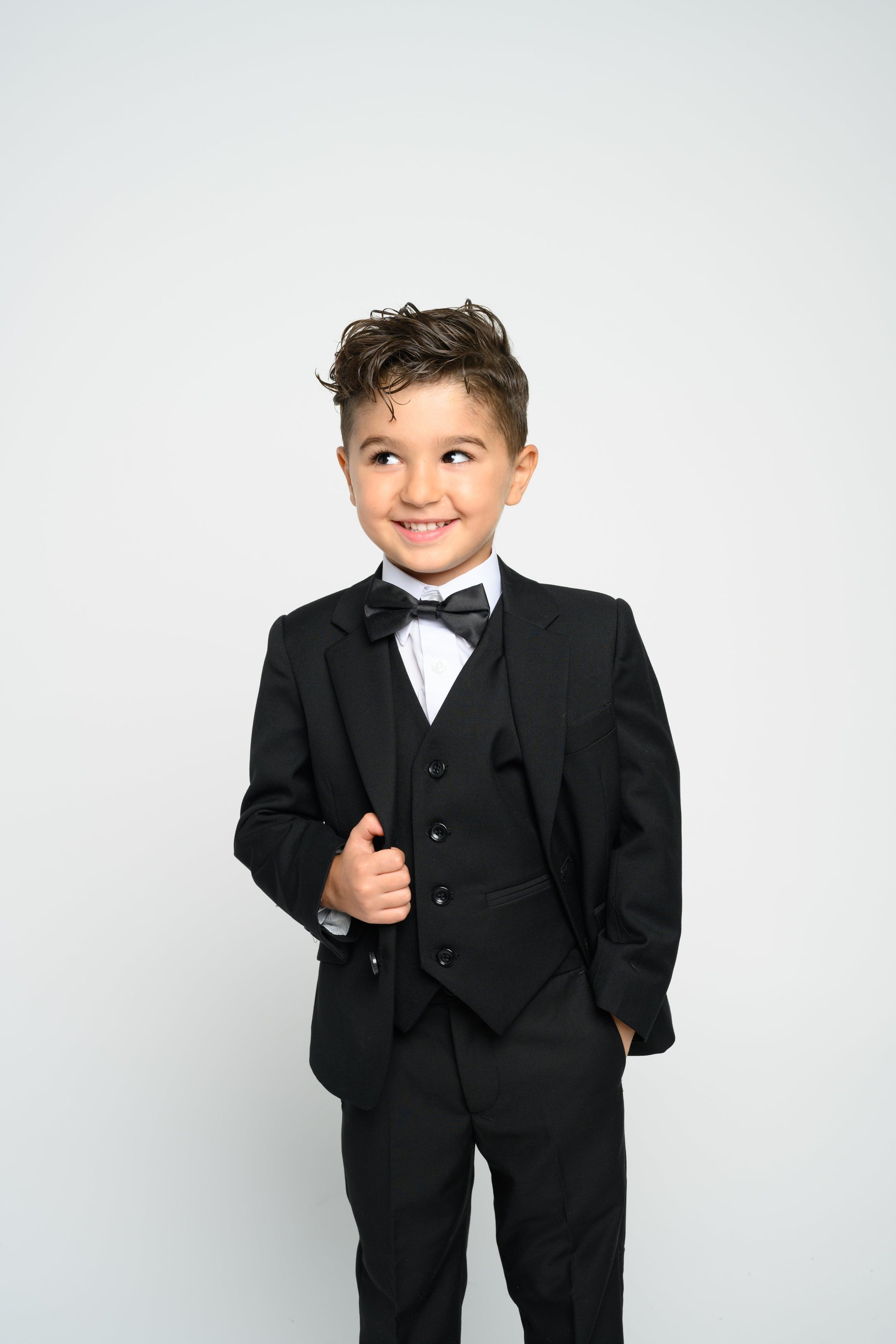 Boy's Black Slim Fit Suit