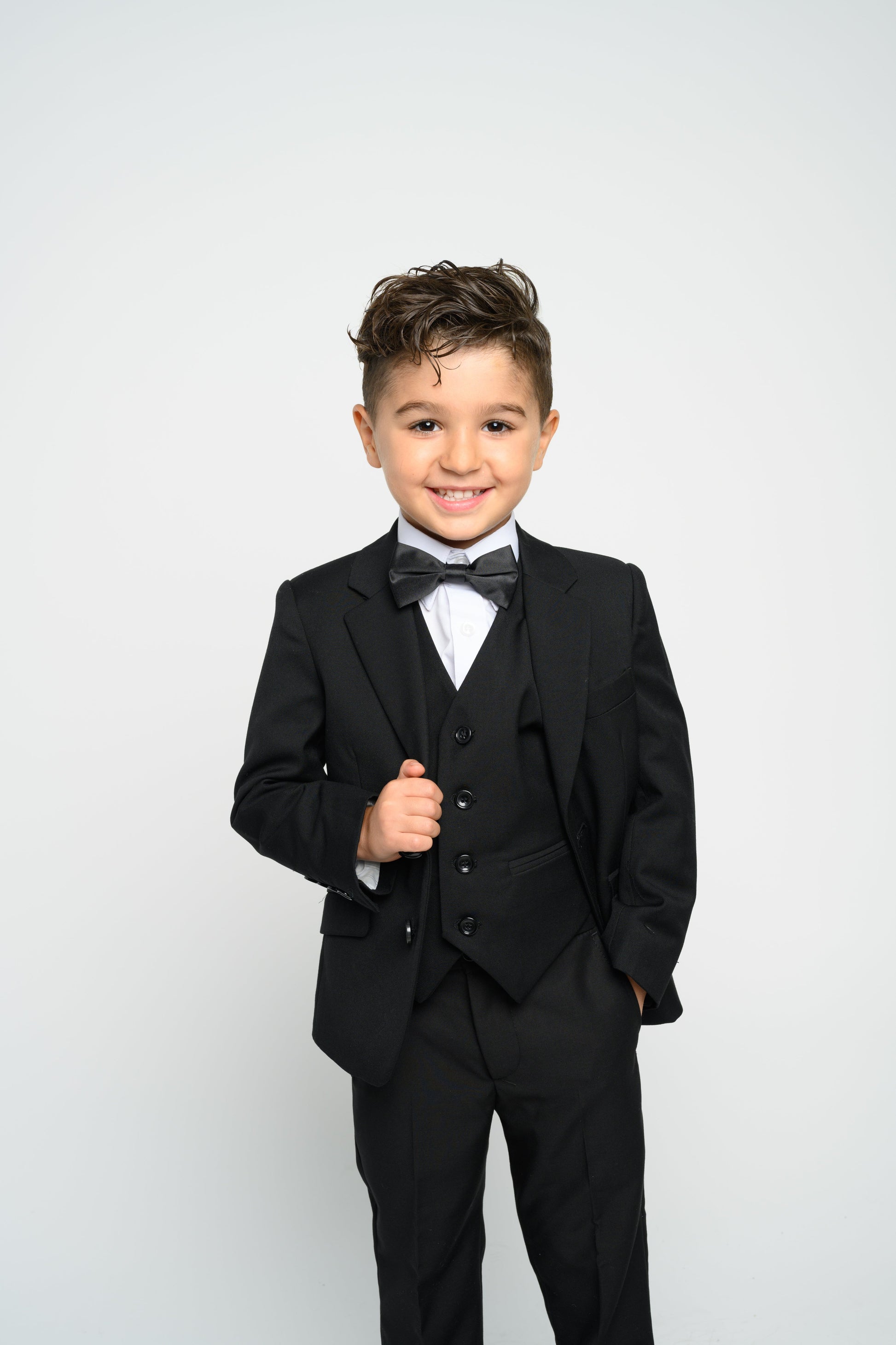 Boy's Black Slim Fit Suit