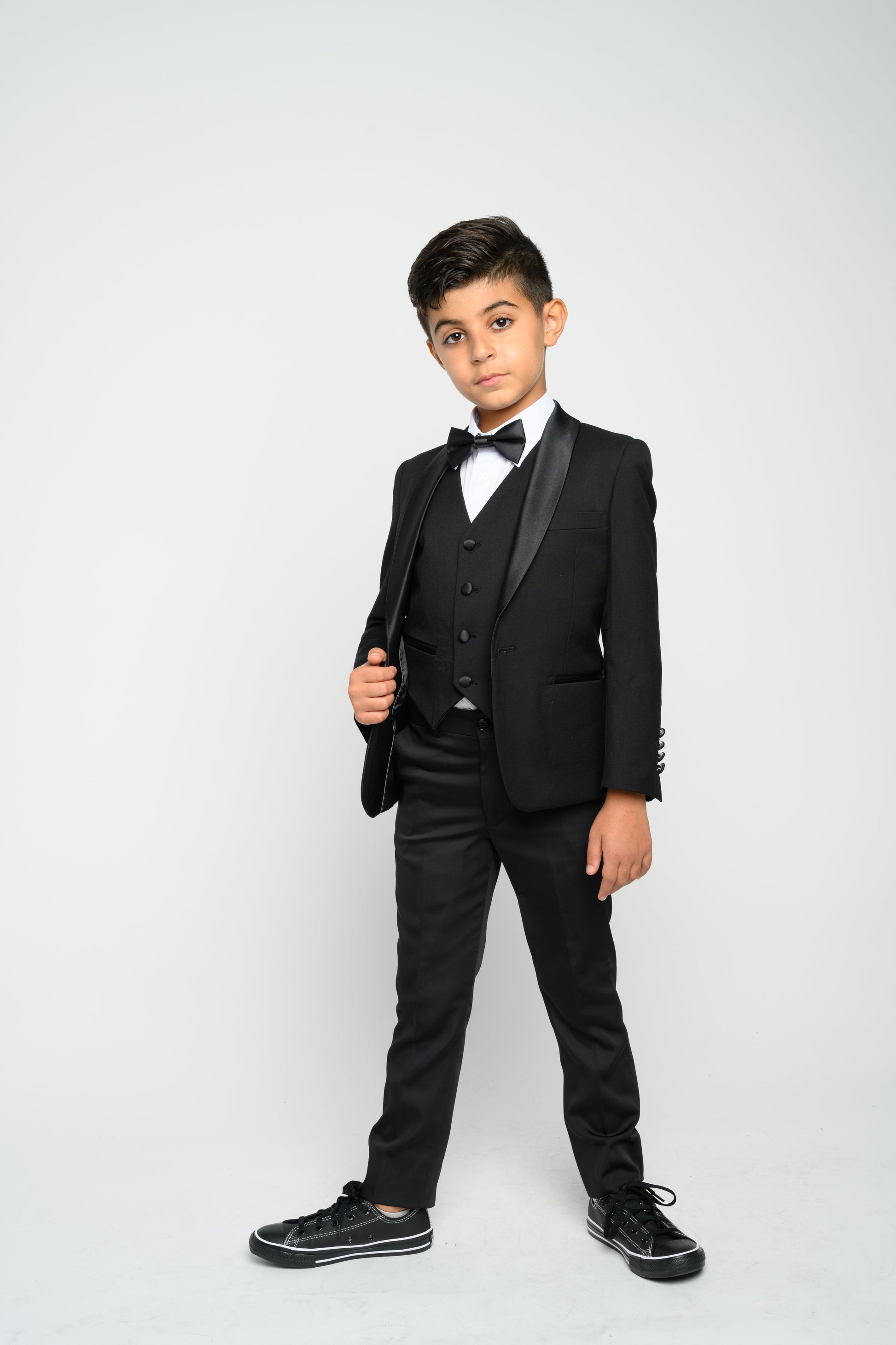 Boy's Black Slim Fit Tuxedo