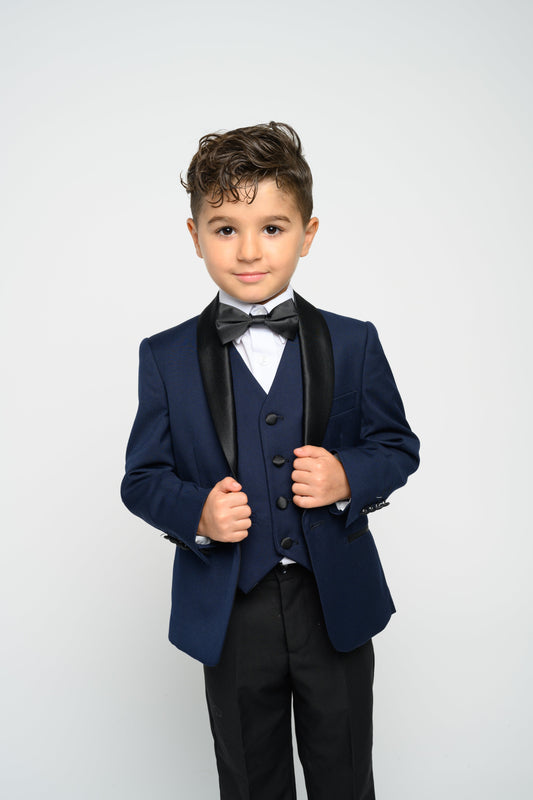  Boy's Navy Slim Fit Tuxedo (Shawl Lapel)