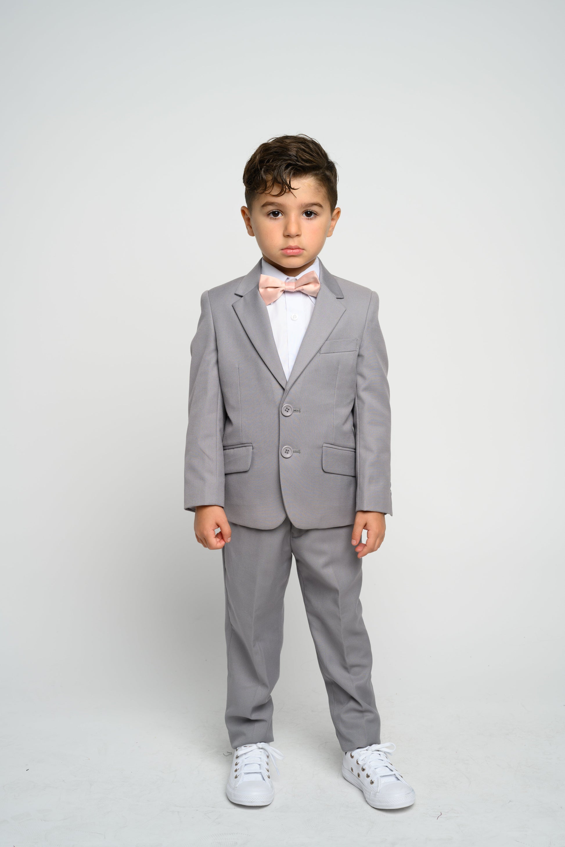 Boy's Light Grey Slim Fit Suit