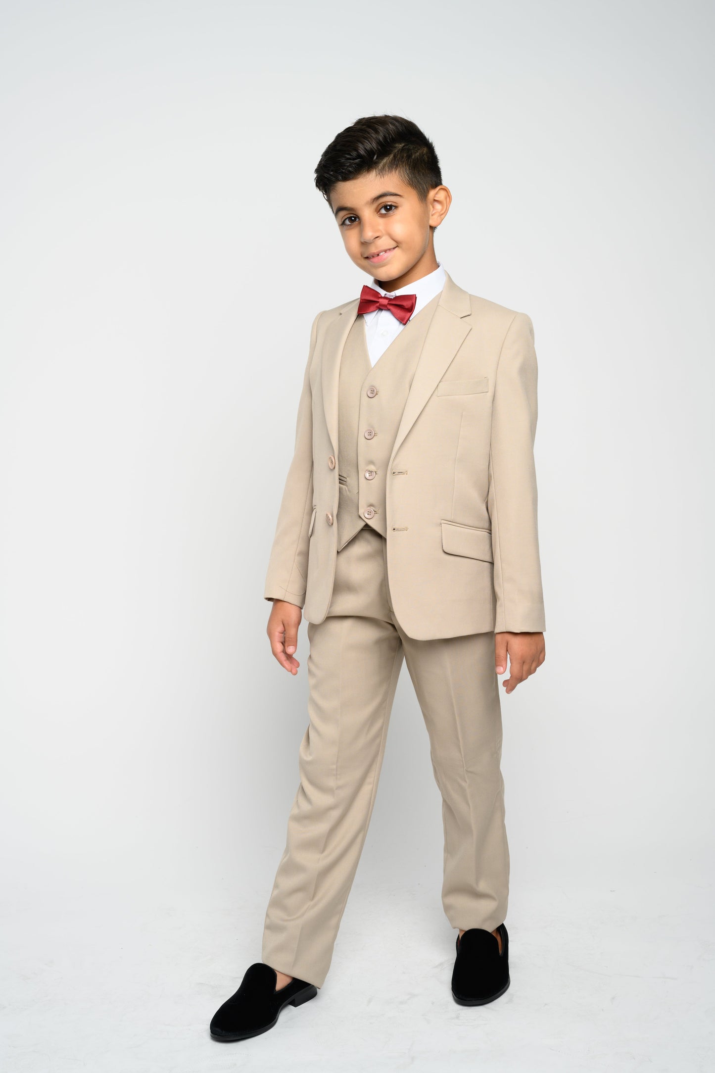 Boy's Beige Slim Fit Suit