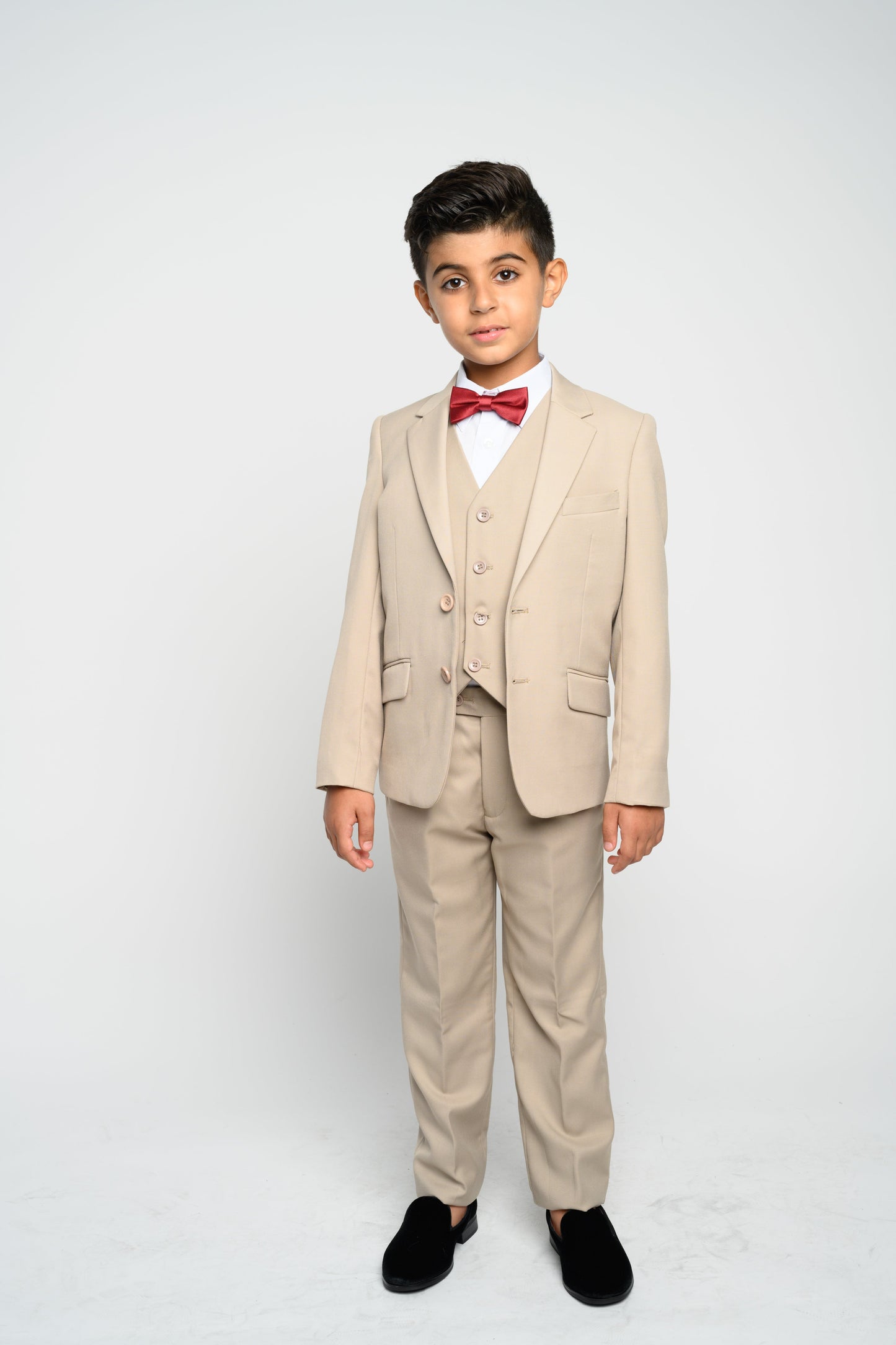 Boy's Beige Slim Fit Suit