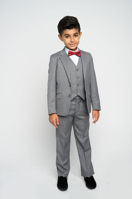 Boy's Medium Grey Slim Fit Suit