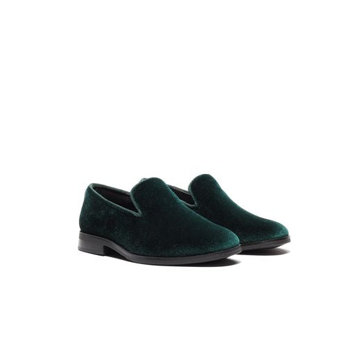 Boy's Green Velvet Loafers