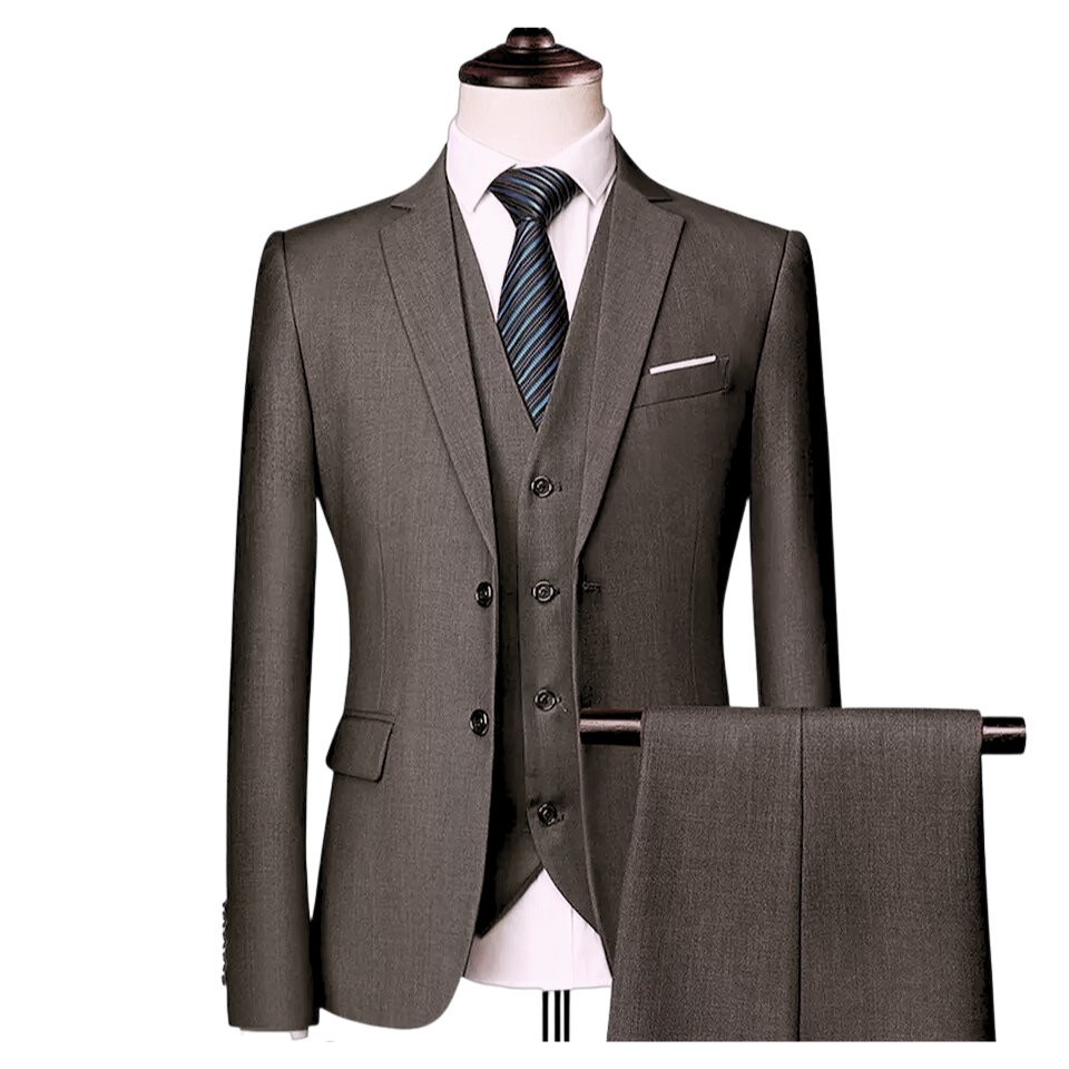 Men's 3-Pieces  Medium Gray Suit Set