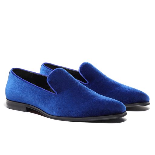 men's blue velvet loafers