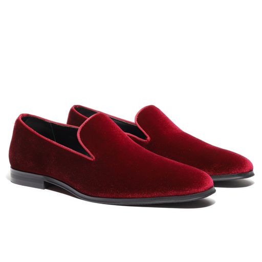 men's burgundy velvet loafers