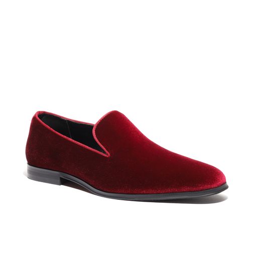 men's burgundy velvet loafers