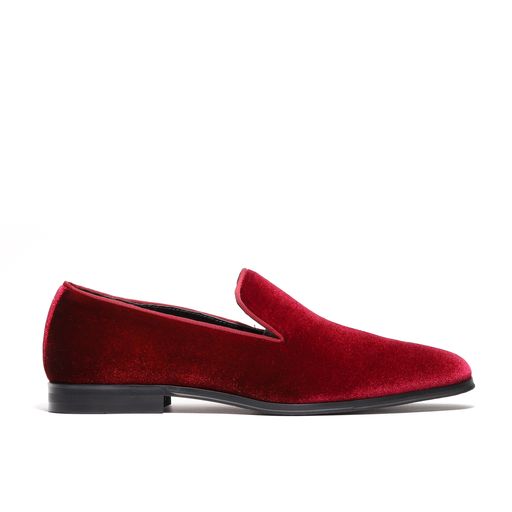 men's burgundy velvet loafers