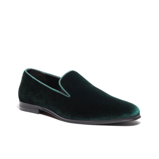 men's green velvet loafers