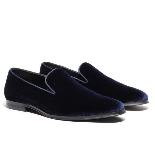 Men's Navy Velvet Loafers