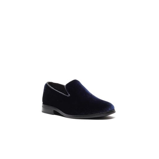 Boy's Navy Blue Velvet Loafers