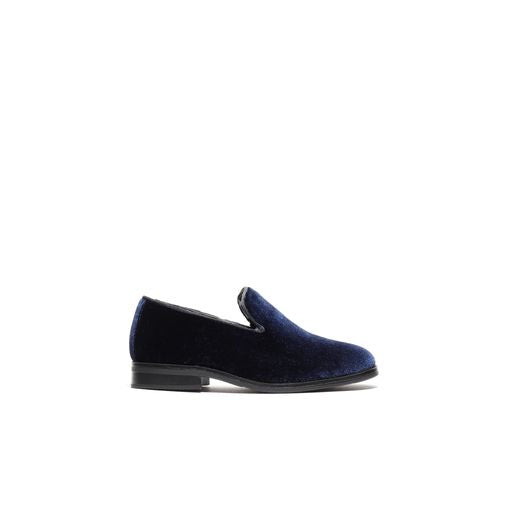 Boy's Navy Blue Velvet Loafers