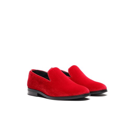 Boy's Red Velvet Loafers