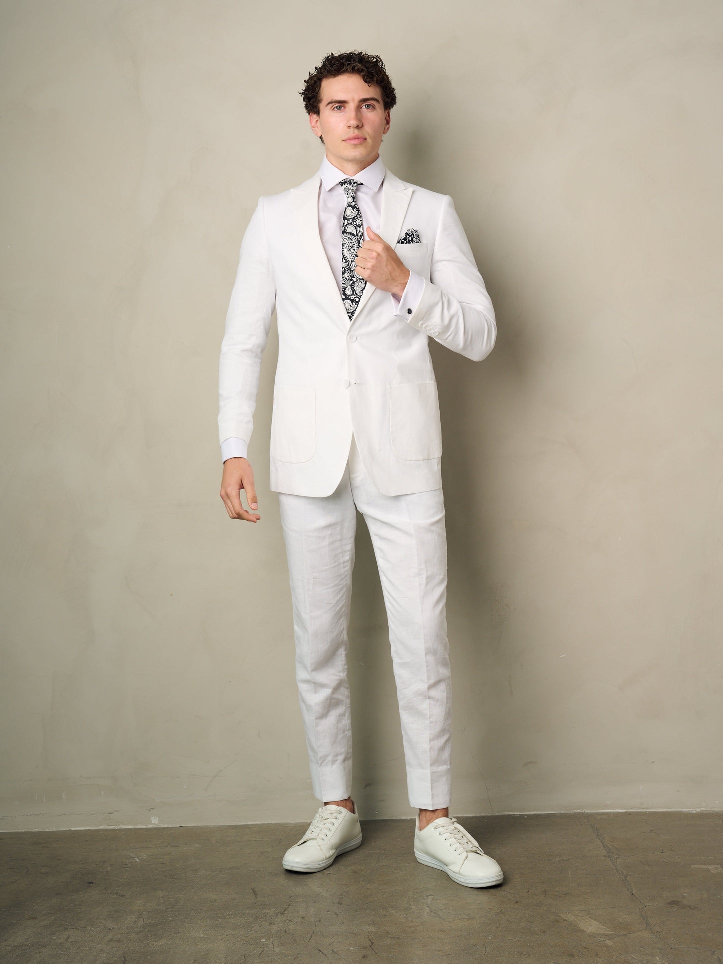 mens white linen suit