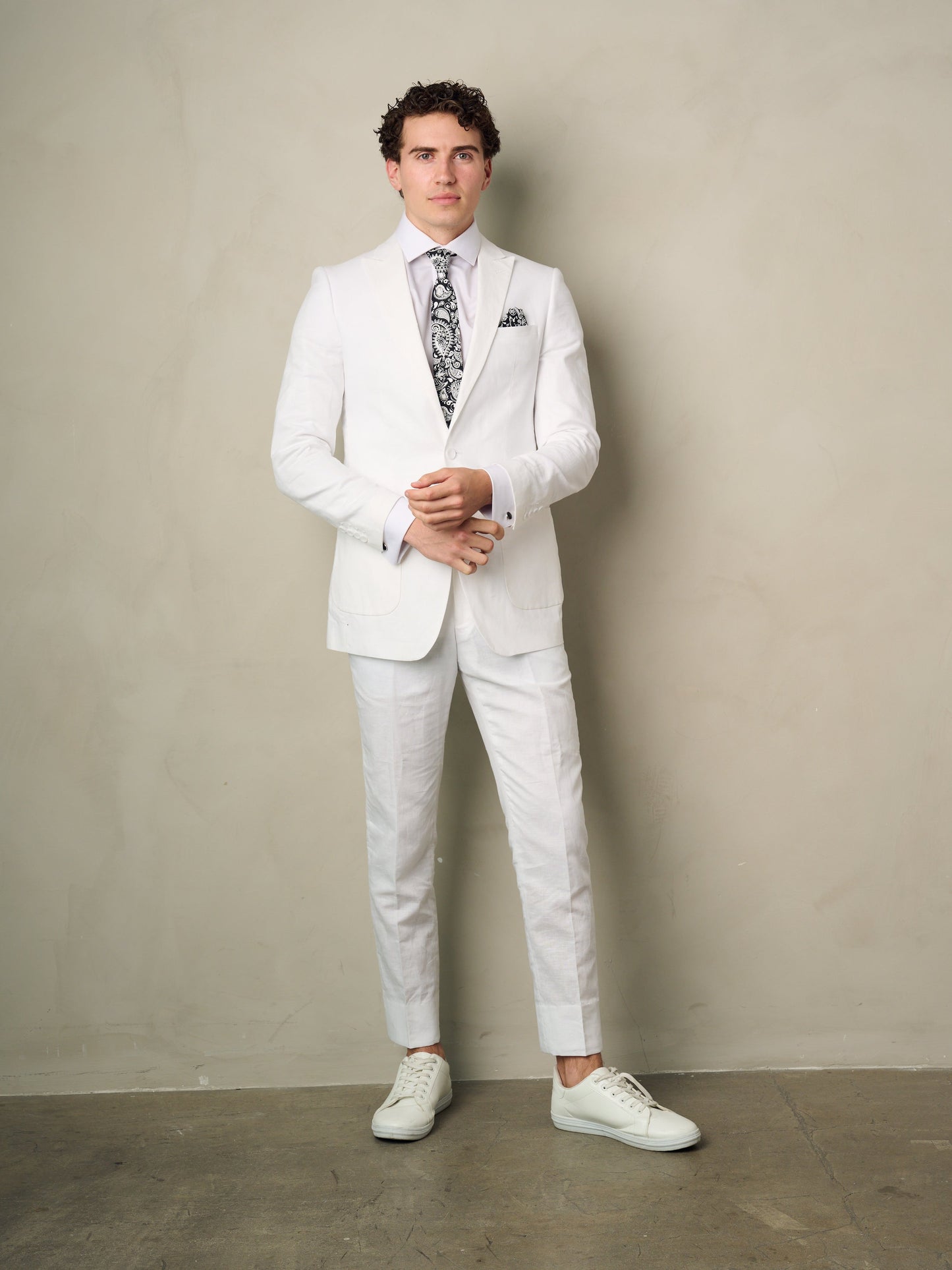 mens white linen suit