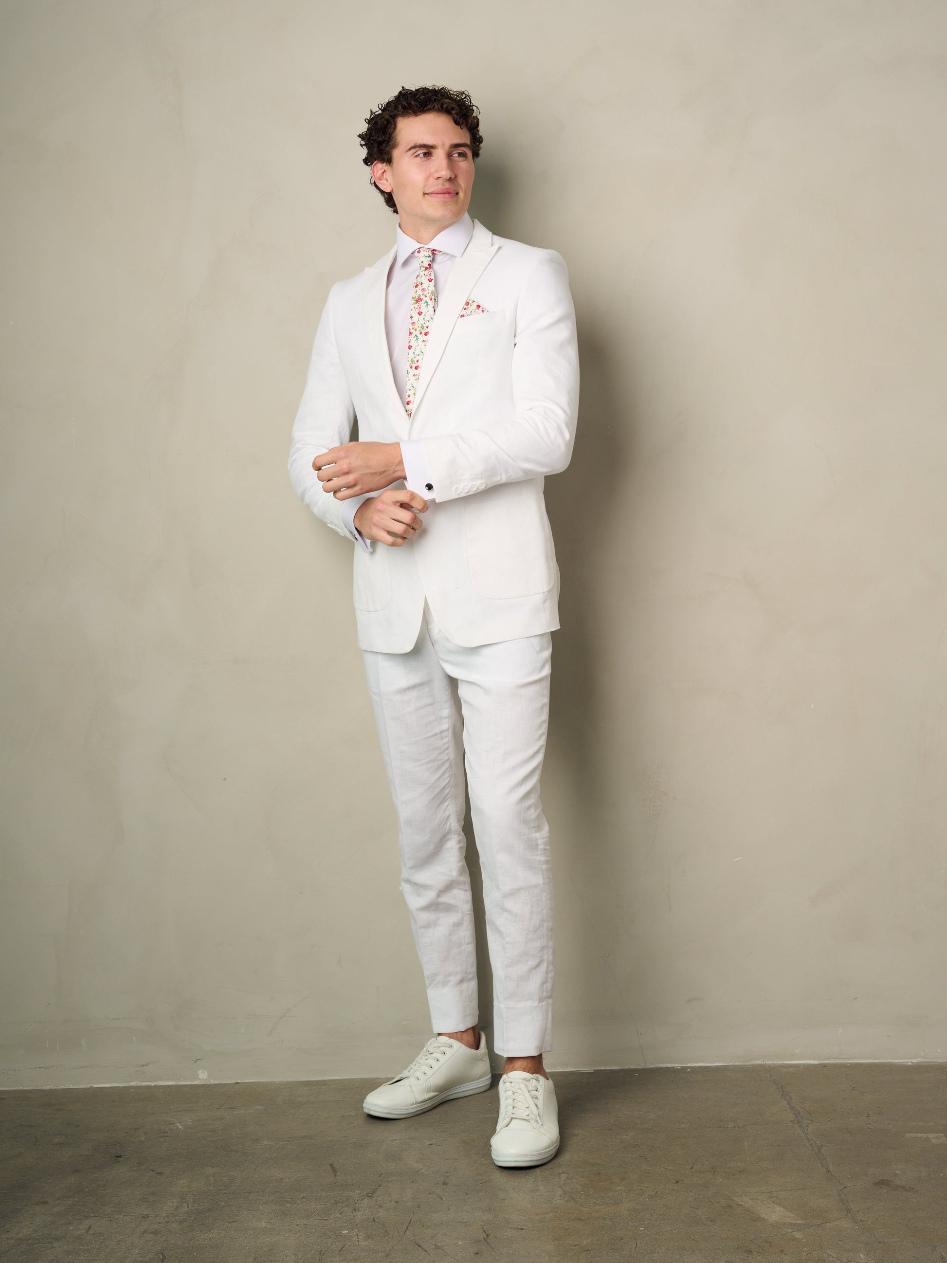 mens white linen suit