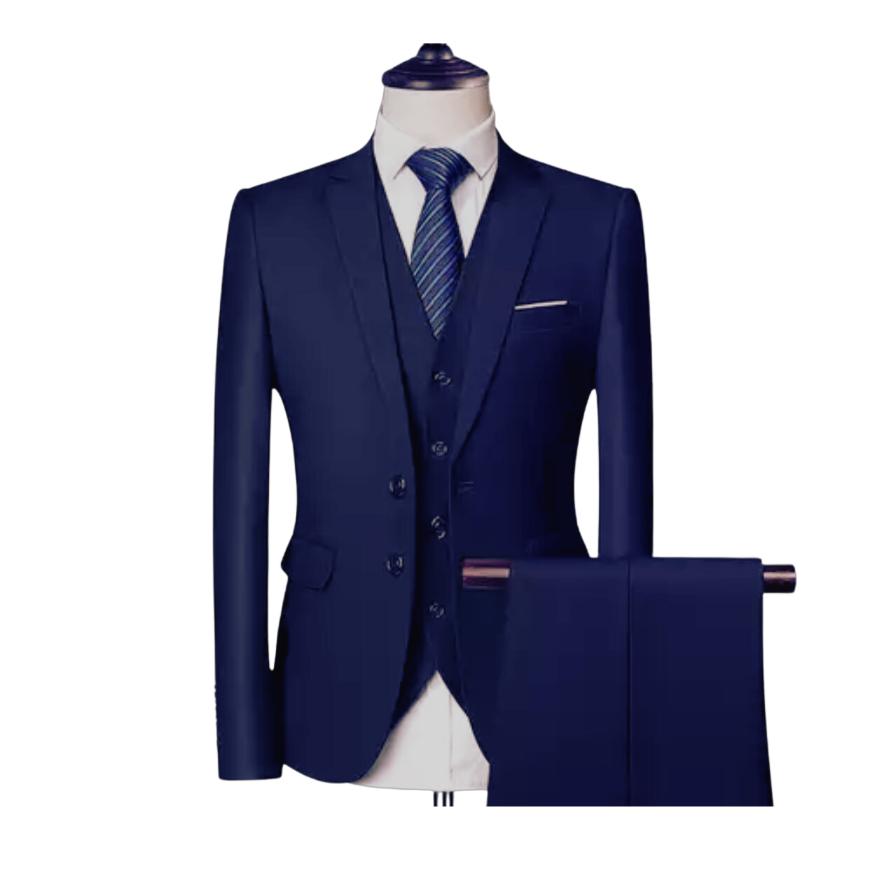 Men's 3-Pieces Indigo Blue Suit Set