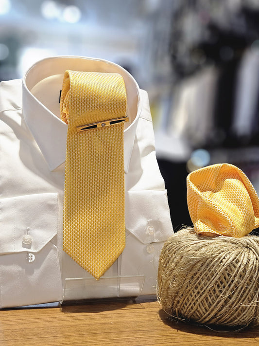 Men's Necktie Set Printed Yellow A