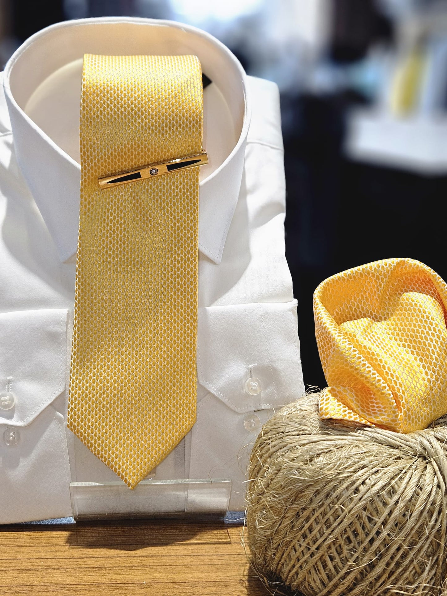 Men's Necktie Set Printed Yellow A