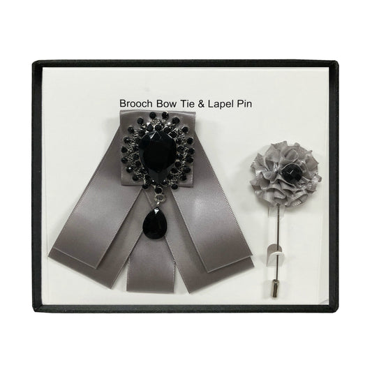 Men's Brooch Bow Tie and Lapel Fashion Accessories Set