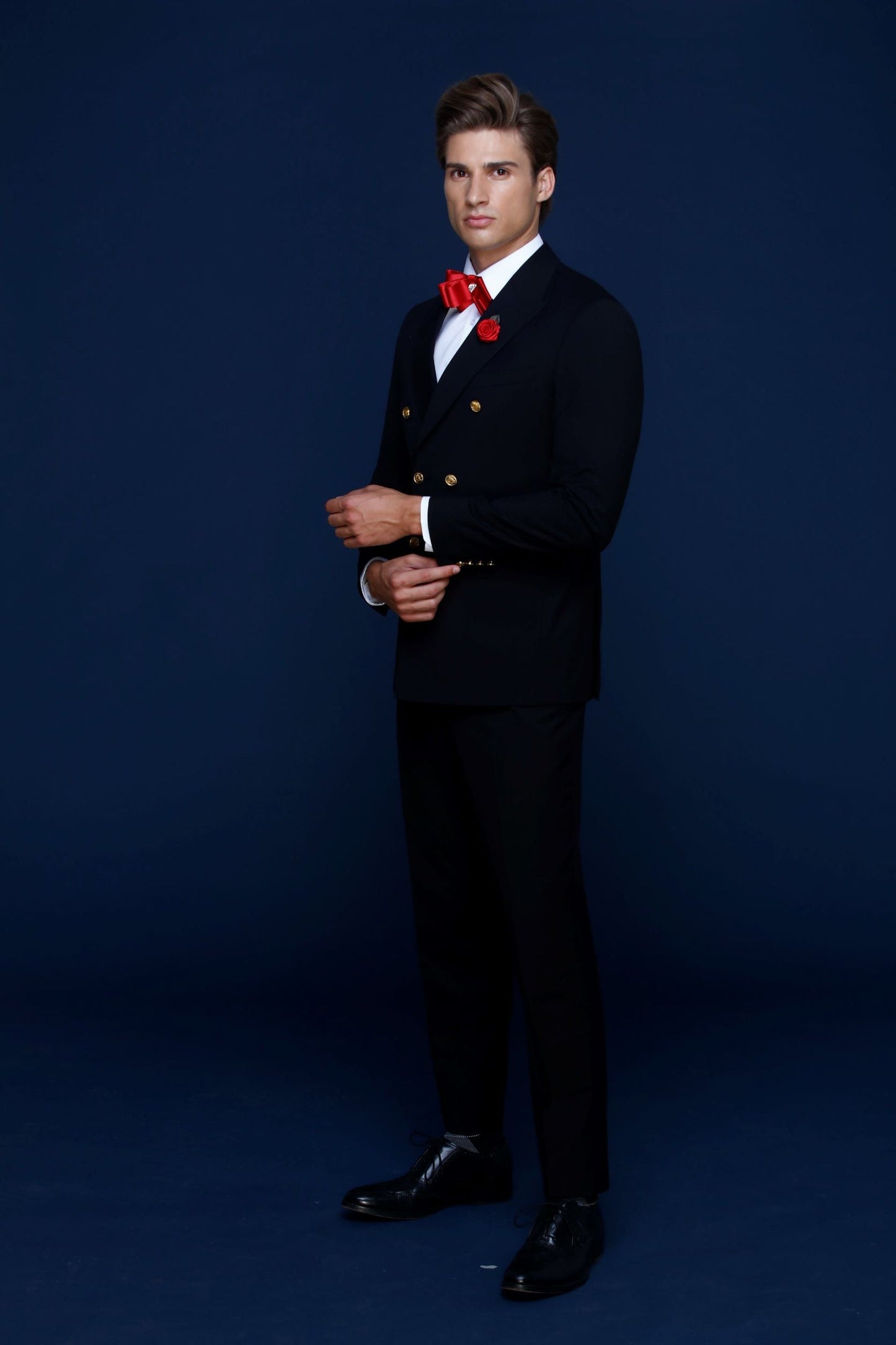 Men's 2-Pieces Navy Double Breasted Suit Set