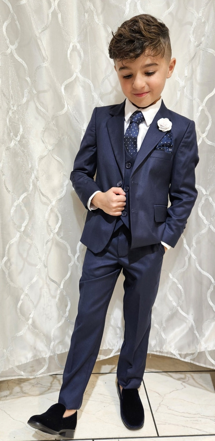 Boy's 5-Pieces Light Navy Blue Suit Set