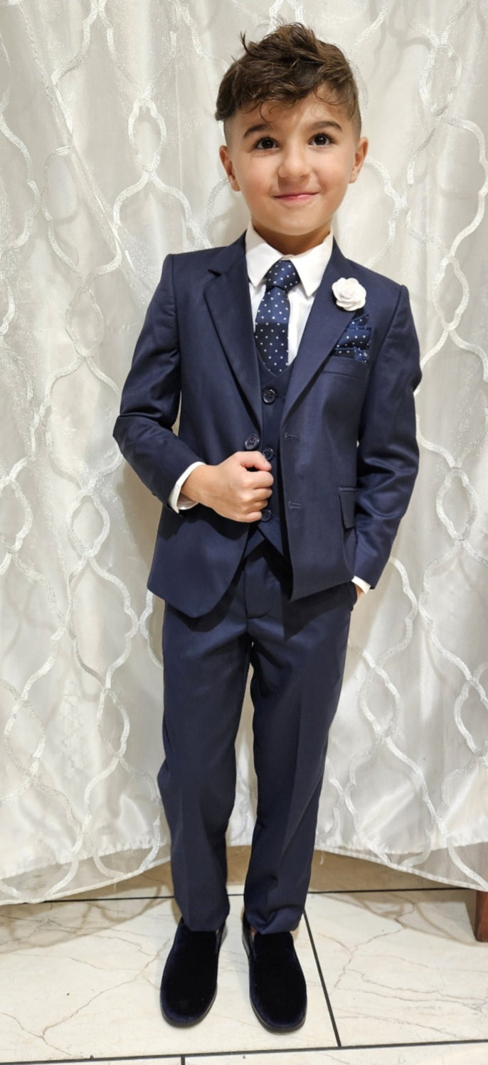 Boy's 5-Pieces Light Navy Blue Suit Set