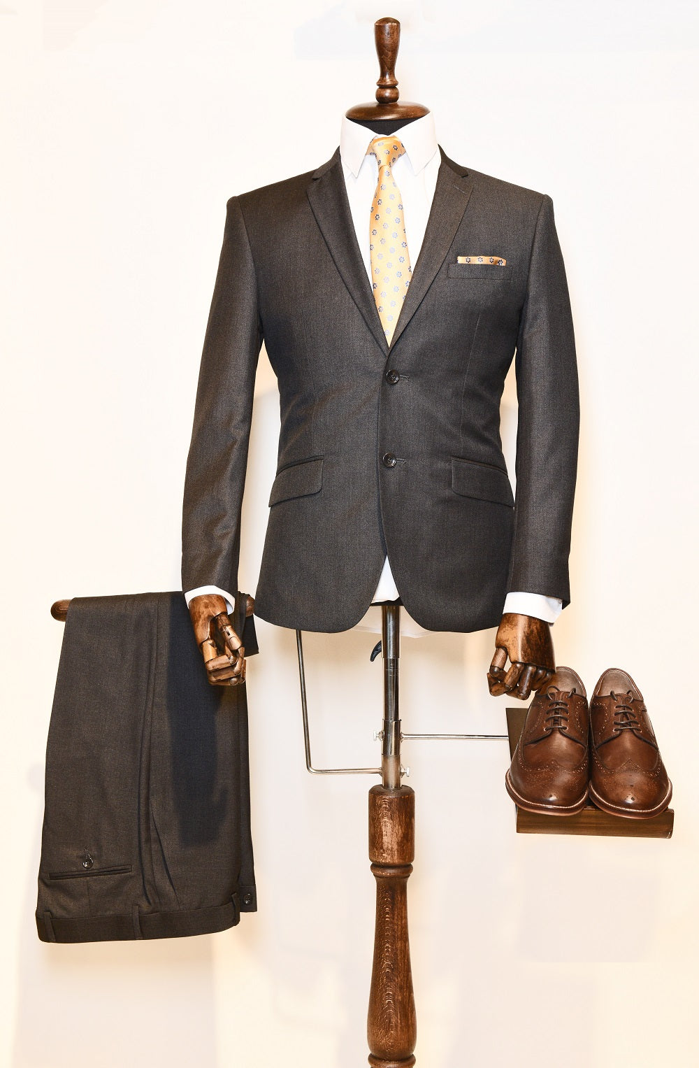 big and tall men's charcoal grey suit