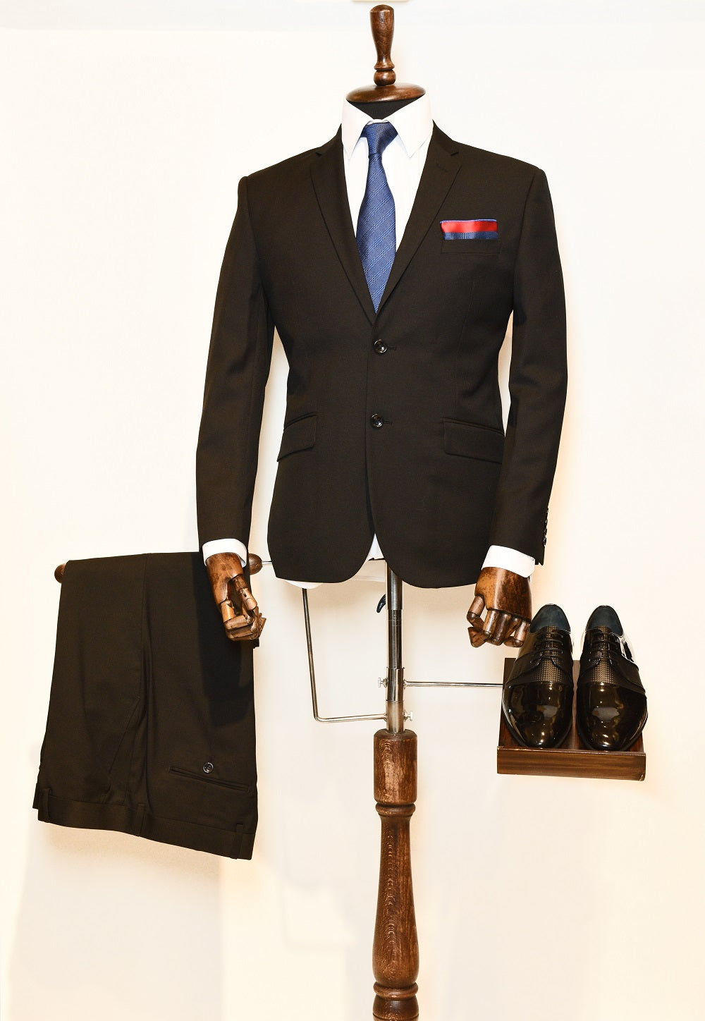 big and tall men's black suit